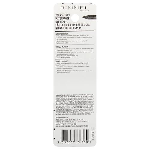 Rimmel Rimmel London Scandaleyes Waterproof Gel Pencil Eyeliner, Long-Wearing, Ultra-Smooth, Smudge-Proof, 001, Black, 0.04oz