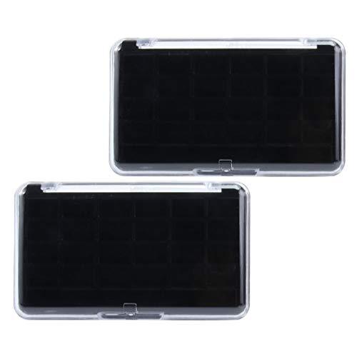 Lurrose Lurrose 2pcs 24 Grids Empty Makeup Palette Plastic Watercolor Palette Painting Box Case Organizer for Lipstick Balm Eyeshadow Blusher Powder Black Transparent