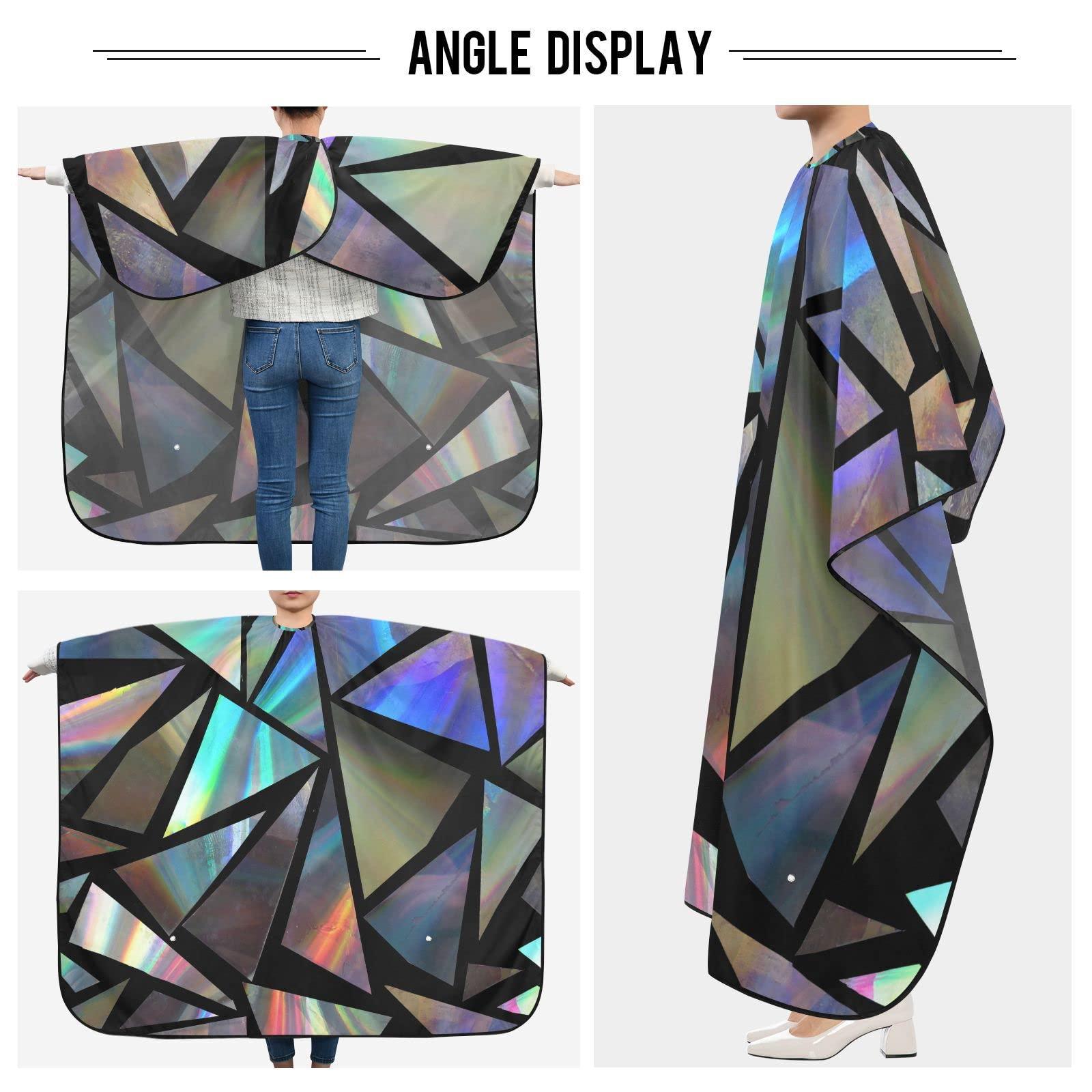 Kigai Kigai Iridescent Triangles Hair Cutting Cape, Waterproof Barber Cape Salon Cutting Cape with Adjustable Snap Closure for Men Women, 55 x 65 Inch