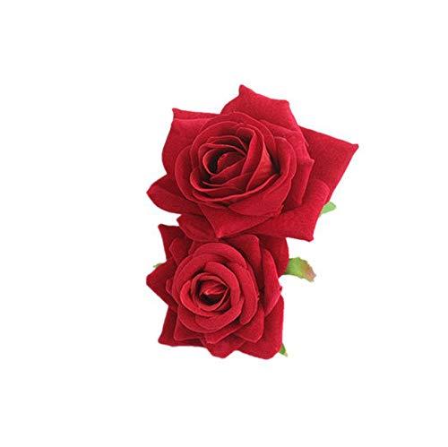ShiQiao Spl Rose Flower Hair Clip 3D Red Roses Flower Hair Accessories Comb Piece for Girls Women Bride Wedding Hair Clip Flamenco Dancer Hairpins Headwear Barrette Styling Tools Accessories