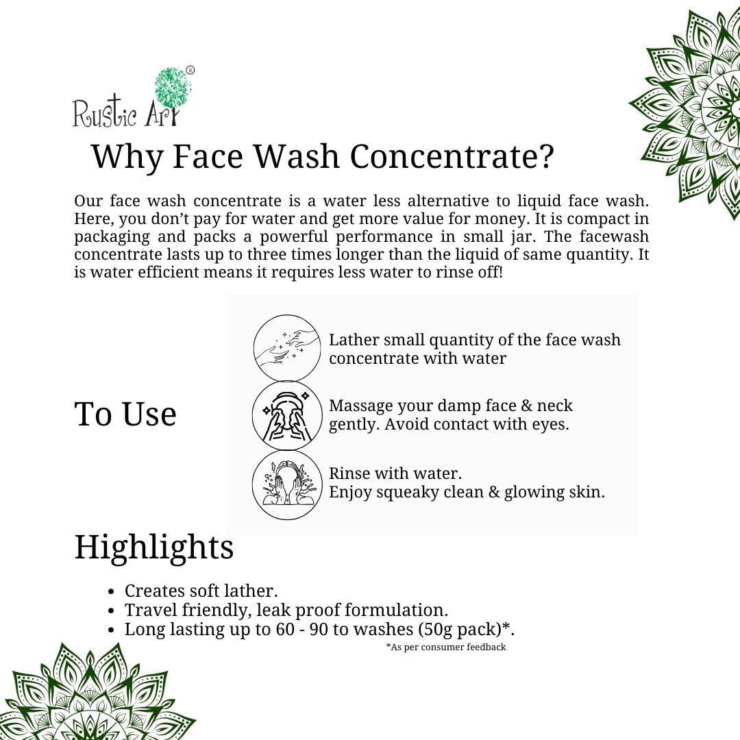 Rustic Art Rustic Art Sandal Face Wash Concentrate | Daily Essentials | Turmeric & Mango Butter | All Skin Types | Sulphate & Paraben Free | Vegan & Cruelty Free | For Women & Men | 4.4 Oz