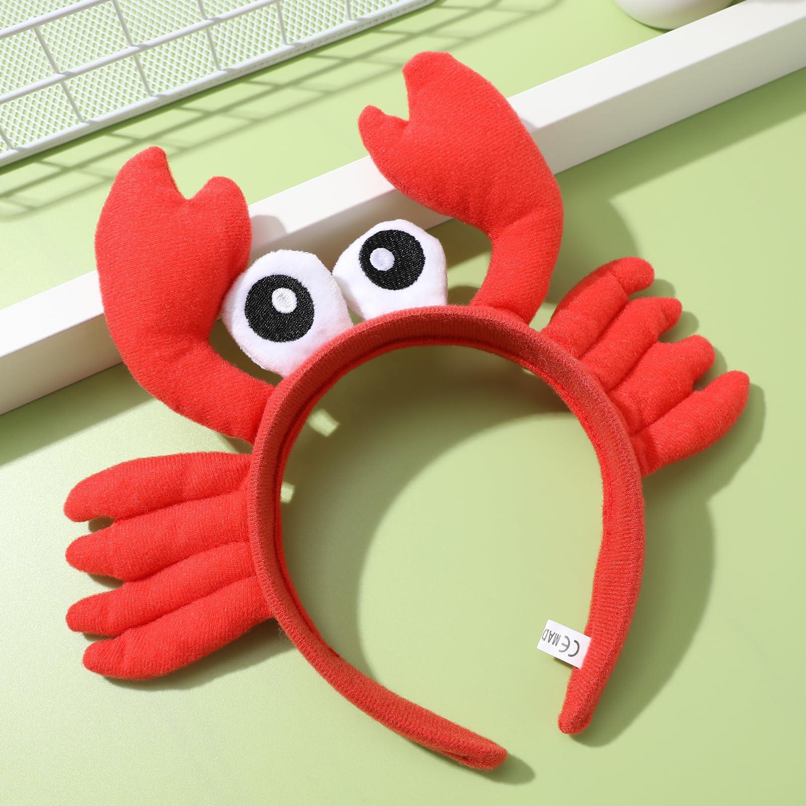 Kisangel Kisangel Crab Eyes Headband Mr Krabs Costume Eyes 2pcs Cute Crab Headband Adult with Eyes and Claws Crab Costume Sea Animal Headbands Crab Headband Fancy Dress