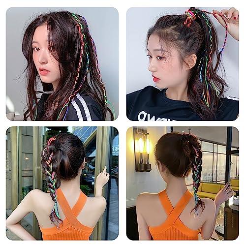 YFKJ 32Pcs Colorful Hair Wrap String For Braids, Multi Rainbow Braiding Hair Tie, Gradient Color Hair Rope Band, Girls Braids Hair Styling Accessories (B#)
