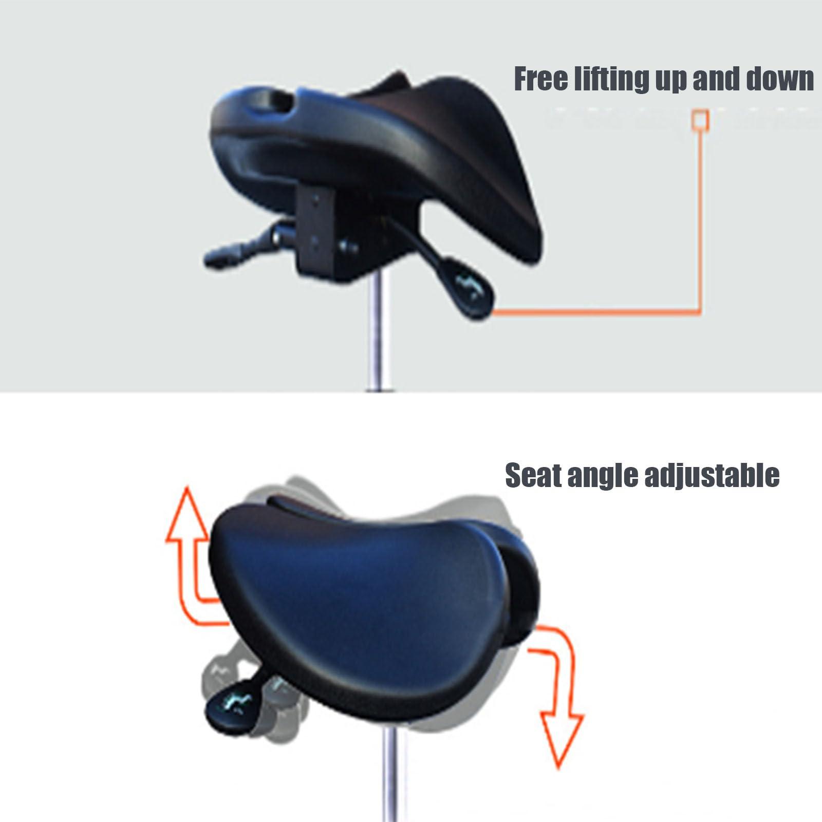 SFKLYU SFKLYU Rolling Saddle Stool with Foot Ring Ergonomic Saddle Stool Dental Chair Salon Stool Adjustable Height for Clinic Dentist Spa Massage Salons,M