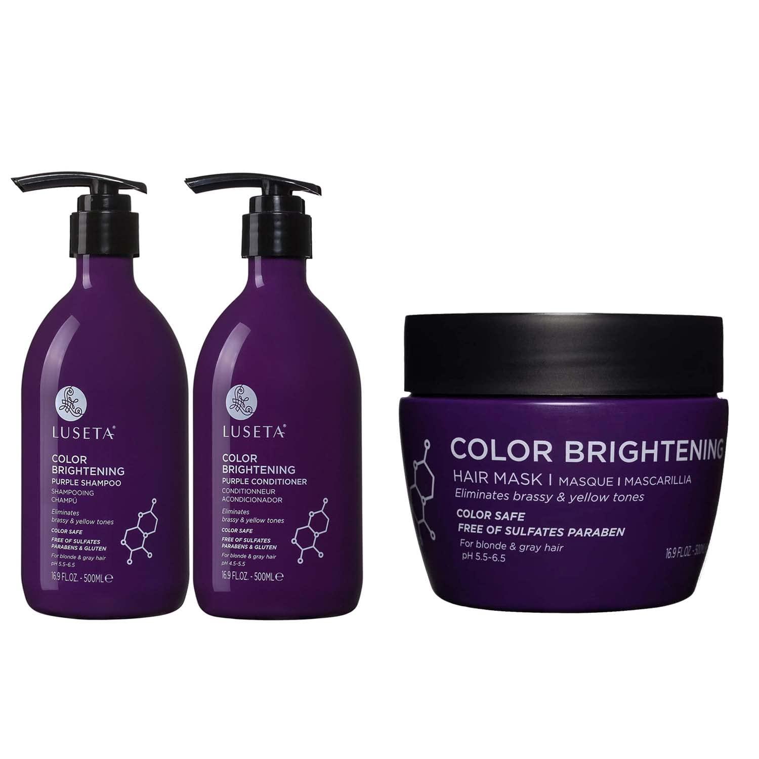 L LUSETA Luseta Purple Shampoo & Conditioner Set (16.9 oz each) and Purple Hair Mask (16.9 oz) Bundle