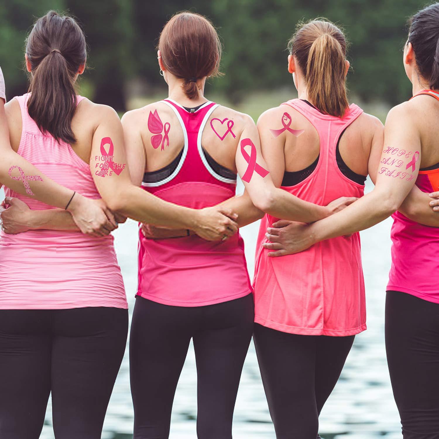 ENlink 160 PCs Pink Ribbon Tattoos Breast Cancer Awareness Temporary Tattoos