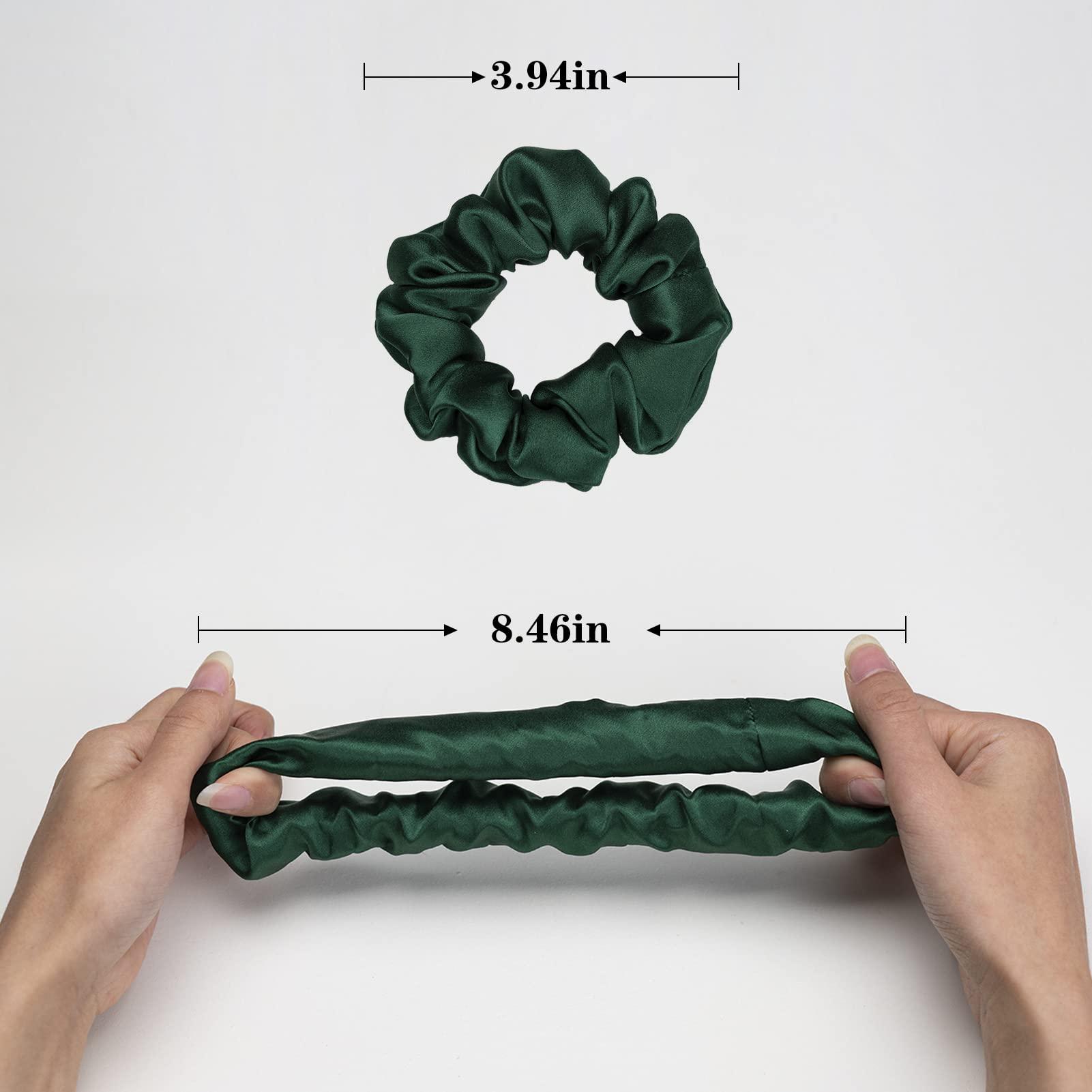 Silmer Silk Scrunchies for Hair 100% Mulberry Silk Hair Ties 3 Pack(Black, Navy Blue, Emerald)