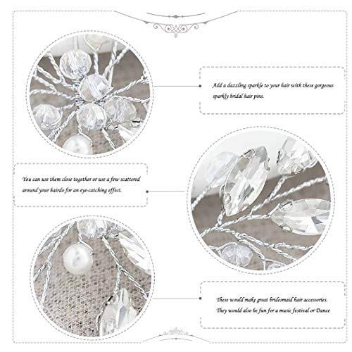 BAROGIRL Barogirl Wedding Hair Pins Clips Set Bride Head Piece Bridal Crystal Hair Jewelry for Women and Girls 1 PC (Silver)