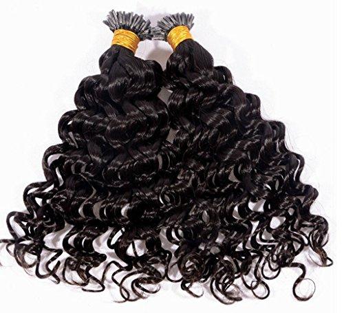 RemeeHi Remeehi 0.5g/strand 50g Brazilian I Tip Curly Virgn Human Hair Extensions Deep Curly I Stick Tip Pre-Bonded Hair Extensions (30" 27#)