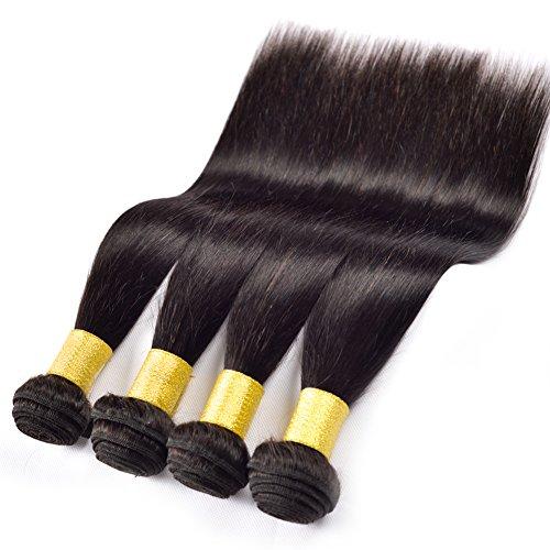 YanT Hair YanT HAIR 8A Grade Malaysian Virgin Hair Hair Straight Human Hair Weave 4 Bundles 16 18 20 22 Inches Natural Black Color Pack of 4
