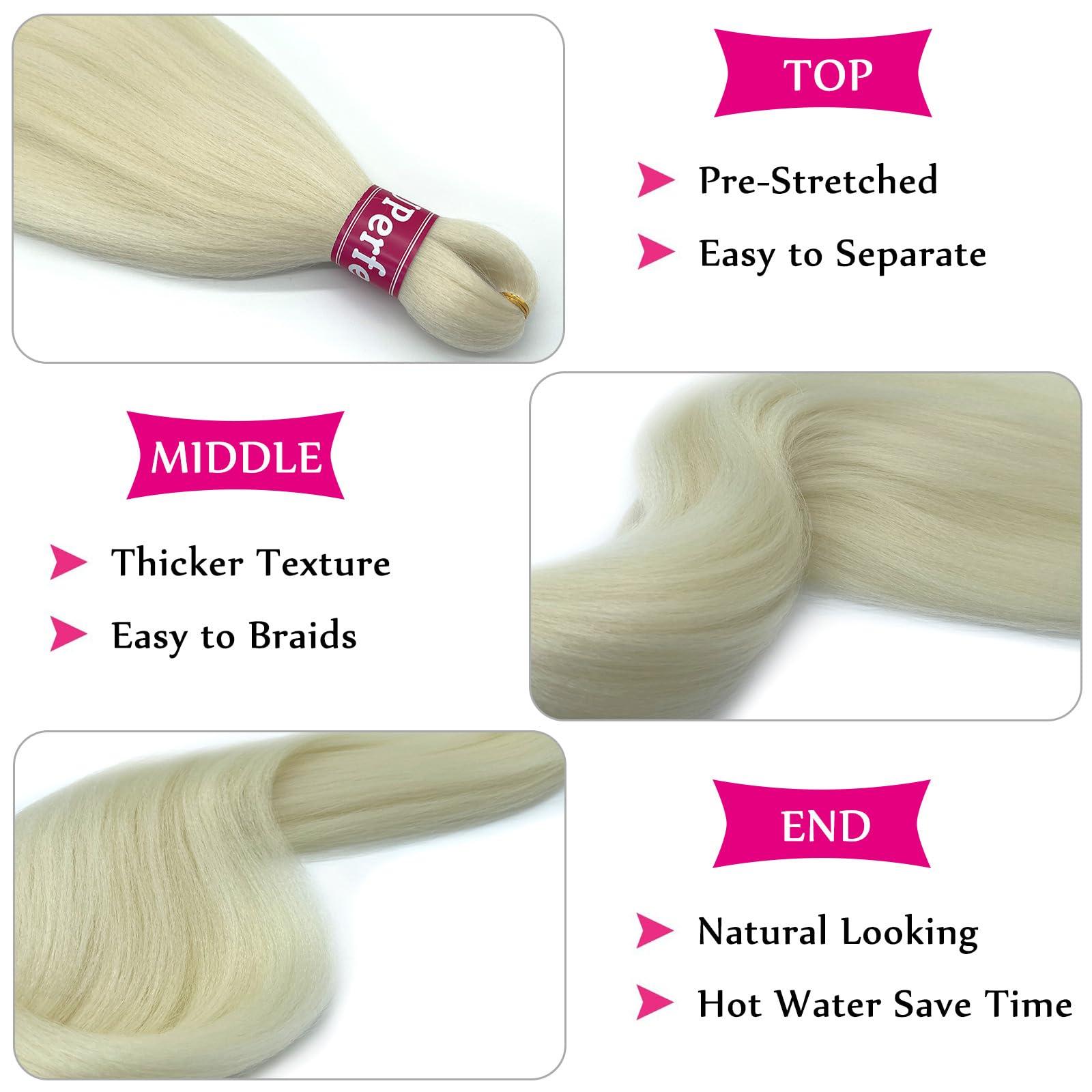UPerfe Blonde 613 Braiding Hair Pre Stretched Knotless Prestretched Braiding Hair 30 inch Colored Hair Extensions for Braiding Pre Stretched Micro Braids Itch Free Yaki Long Braiding Hair Blonde