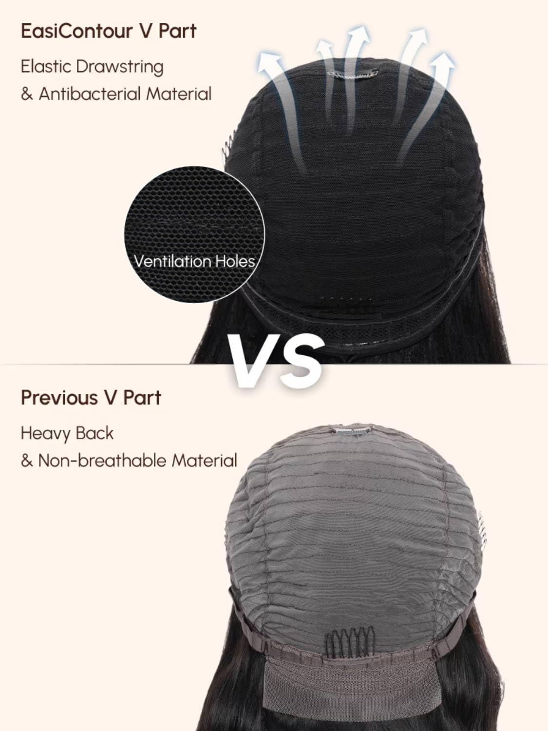 Beauty Forever Beauty Forever V Part Curly Wig Human Hair EasiContour Vpart Wigs No Leave Out Glueless Upgraded U Part Wigs for Women Clip In Half Wig None Lace Front Wigs Natural Color 150% Density 22inch