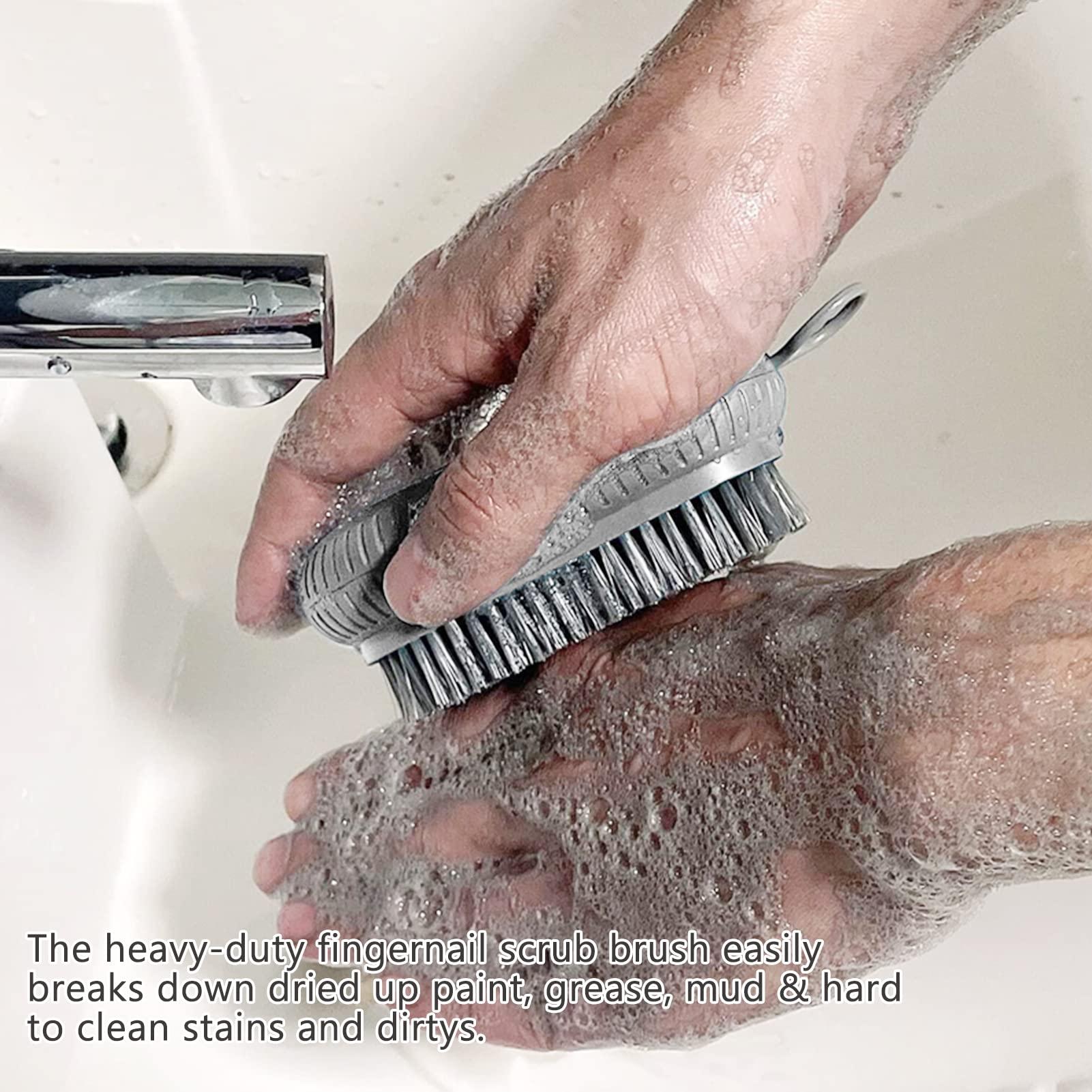 Emsiok 2PCS Heavy Duty Nail Brush for Cleaning Fingernails, Blue and Grey Fingernail Scrub Brush Durable Stiff Bristles Nail Hand Scrub Brush Toenail Brush Fingernail Brushes for Men Women Mechanics