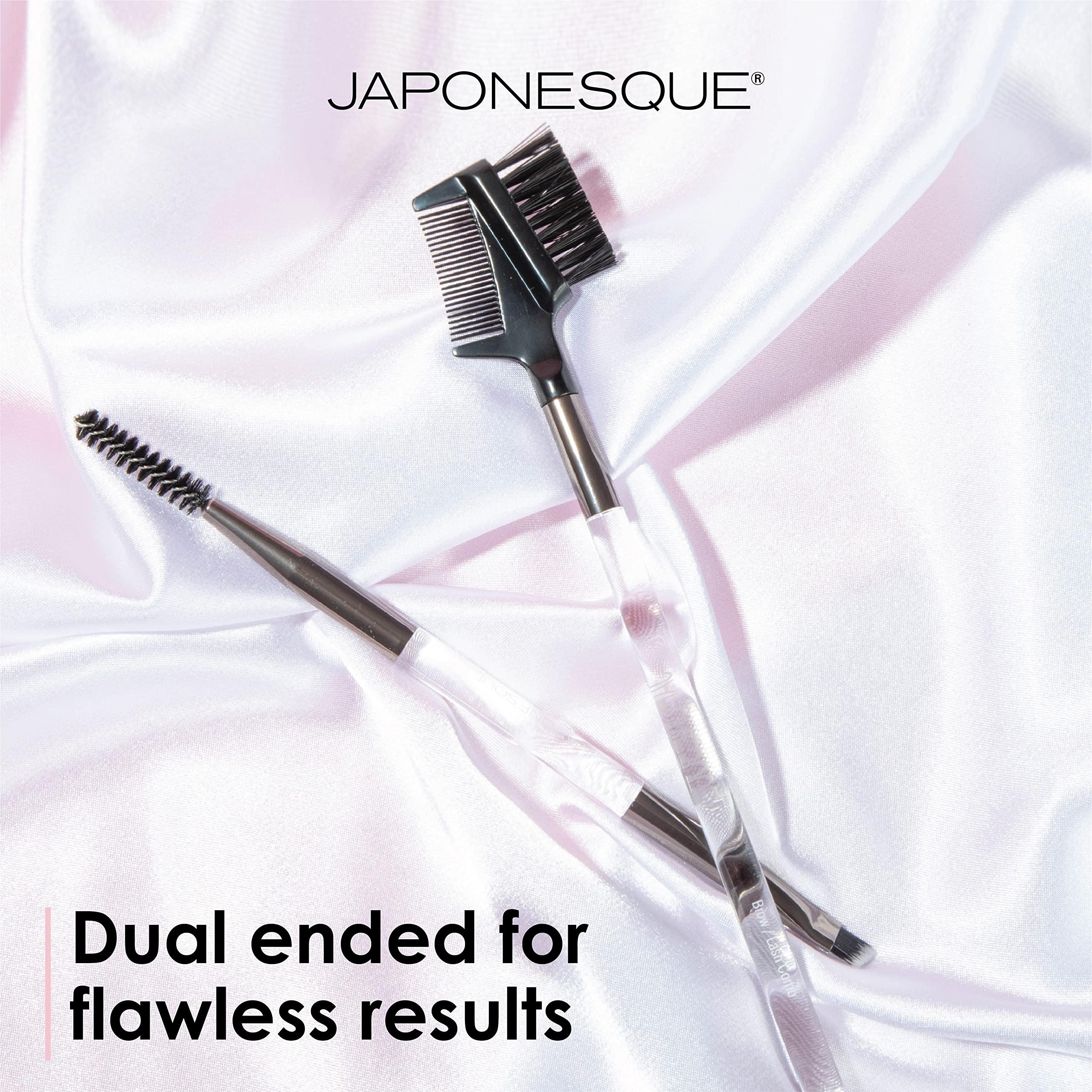 JAPONESQUE JAPONESQUE Brow & Eye Brush Set, Includes Brow/Lash Comb to Brush Brows and Separate Lashes, Angled Liner Brush for Brow Filler Application, Spoolie to Smooth Brows