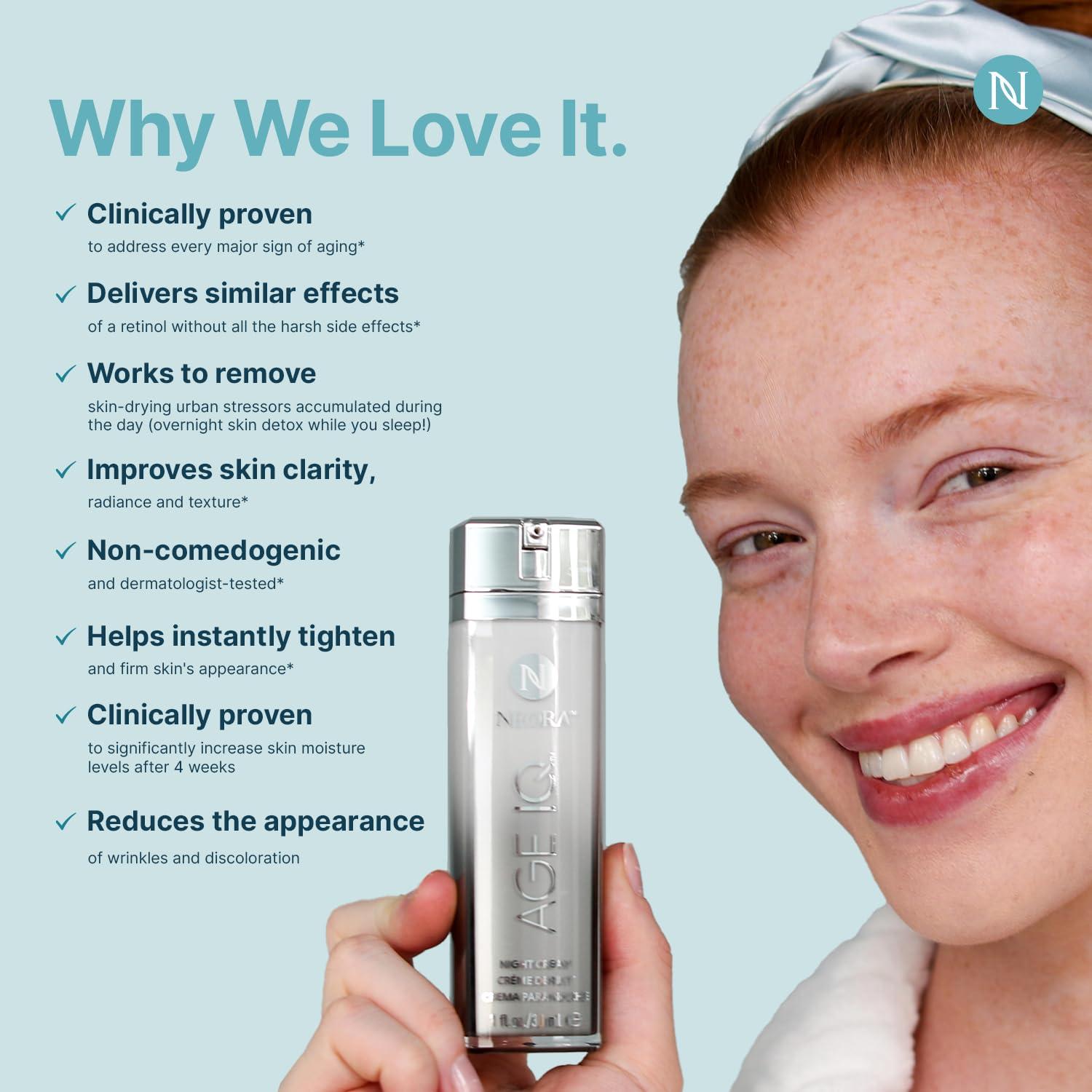 Bizzico Neora Age IQ Night Cream - Unscented Hyaluronic Acid Moisturizer for All Skin Types & Tones, 1 Fl Oz