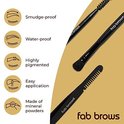 Fab Brows Fab Brows LUX Duo Stencil Eyebrow Kit - The Ultimate Brow Stencil Kit with Duo Brow Powder, Highlighter Powder, Stencil Shapes, Eyebrow Tools & Mirror - Eyebrow Stencil Kit Makeup - Slate/Black