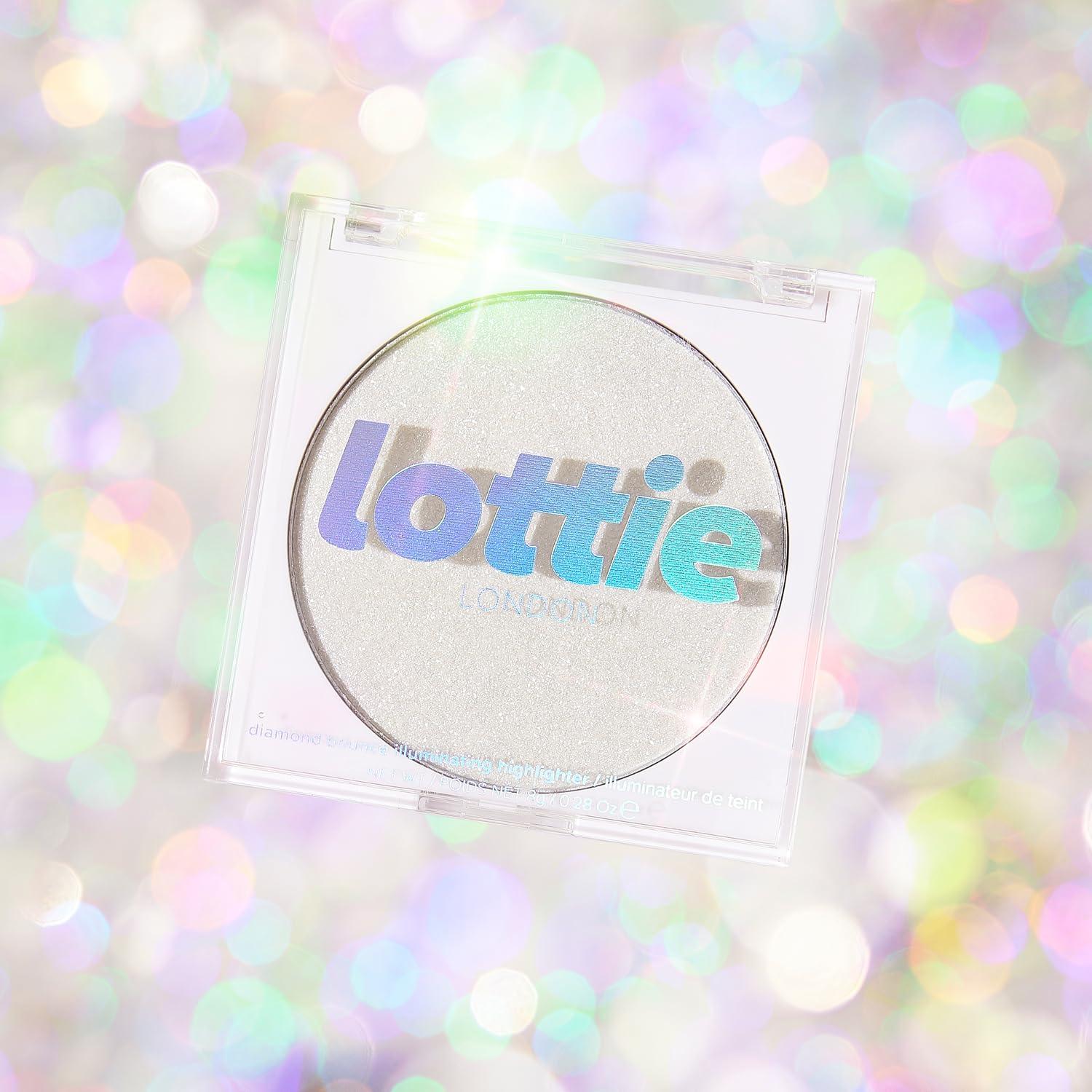 Lottie London Lottie London Diamond Bounce Highlighter in Frosted, Ultra-fine Gel-powder Highlighter with Silver Shimmer for an Icy Iridescent Highlight