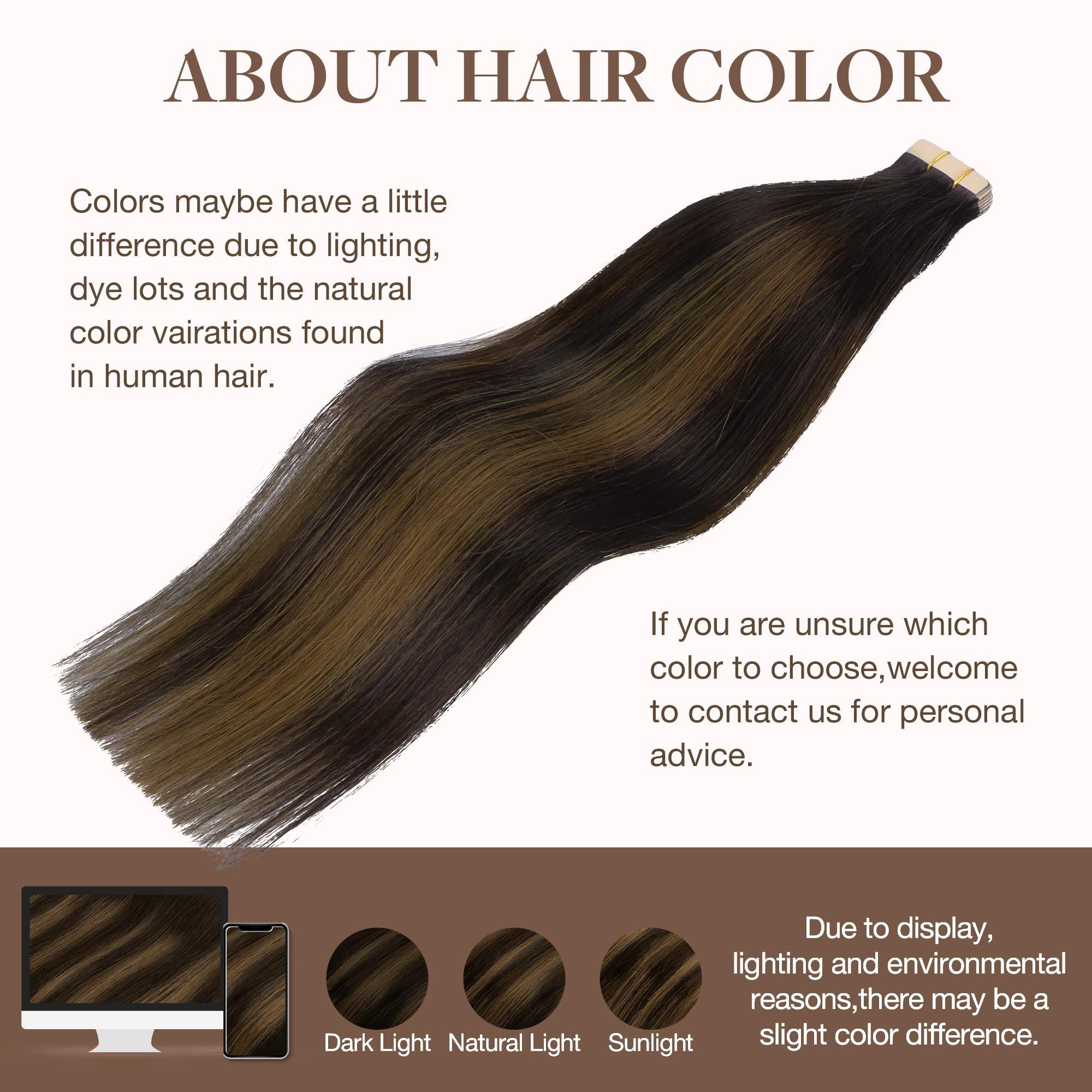 GOO GOO GOO GOO Tape in Hair Extensions Human Hair, 2/6/2 Balayage Dark Brown to Chestnut Brown, 12inch 40g 20pcs, Thick Ends Straight Seamless Tape in, Invisible Tape in Hair Extensions Human Hair