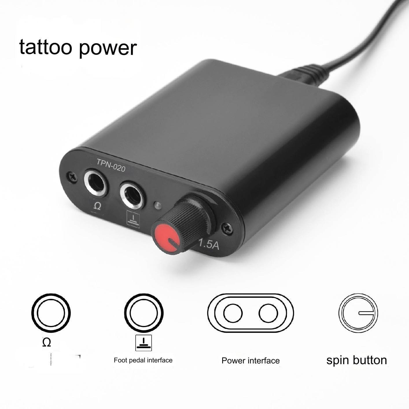 TTOOGO Complete Tattoo Pen Kit for Beginners - Rotary Tattoo Machine with Needles, Power Supply, Foot Pedal, and Pigments for Lining and Shading,Gold