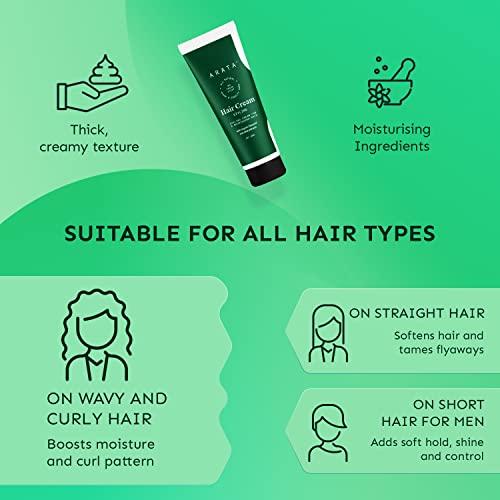 Arata Arata All-Natural Styling & Hold Hair Cream For A Soft-Hold Matte Look | Ayurvedic Extracts Of Organic Flaxseed & Olive Oil | Vegan & Cruelty-Free | Hair Growth Formula For Women & Men - 1.7 Fl Oz