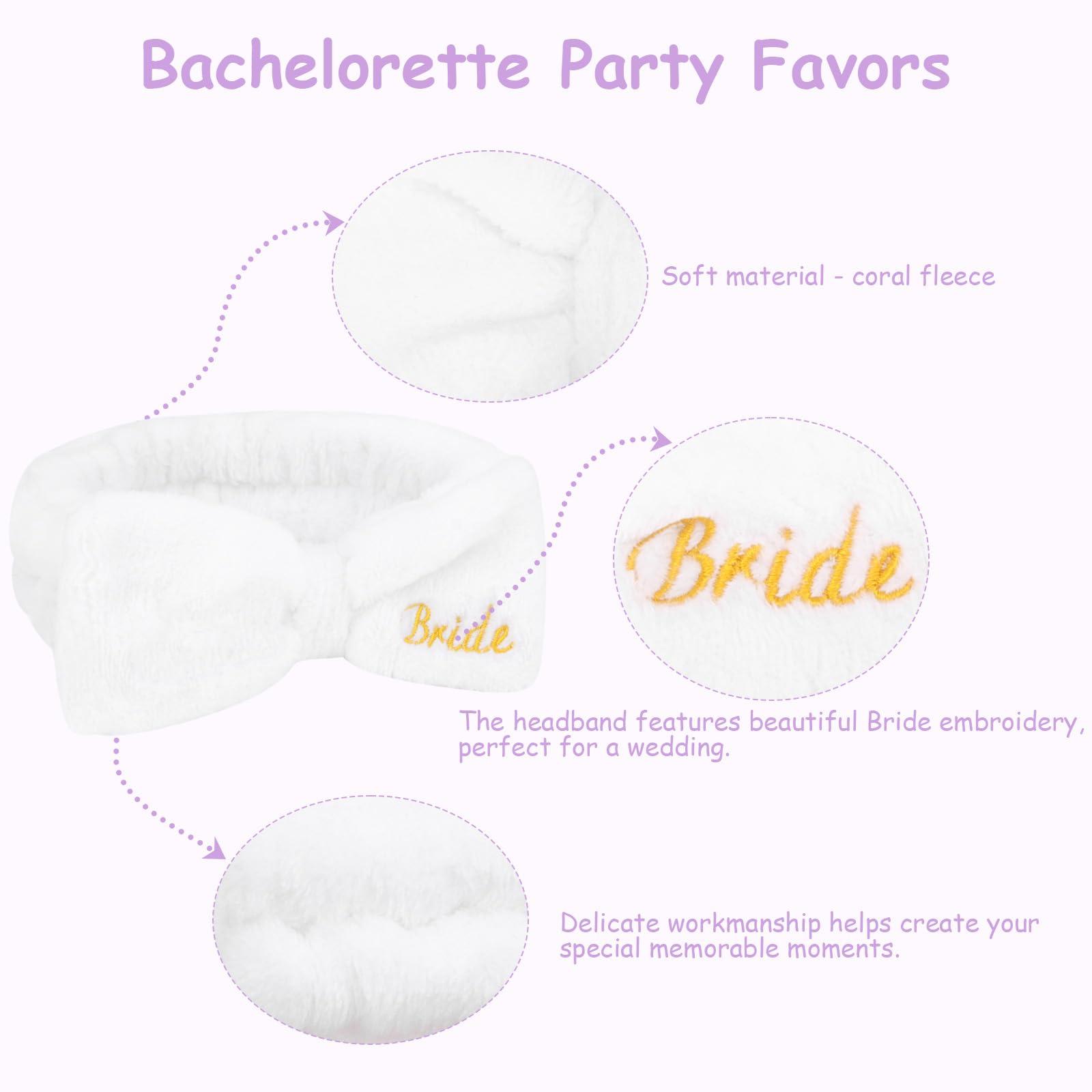 Jaciya Jaciya Bachelorette Party Favors Spa Makeup Headband 8 Packs Bride Bridesmaid Headband Bridal Shower Gifts Wedding Hair Accessories(White,Purple)