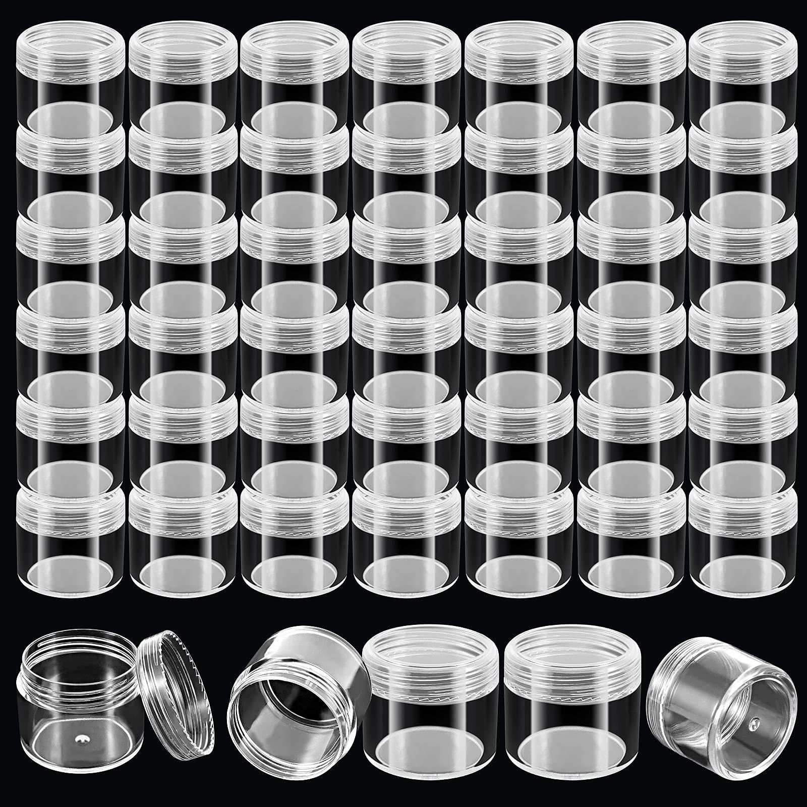 HOIGON HOIGON 96 Pieces 20g 20ml Clear Plastic Sample Containers, Leak-Proof Round Plastic Cosmetic Containers with Lids, Clear Plastic Pot Jars for Creams, Lotions, Makeup, Colored Acrylics