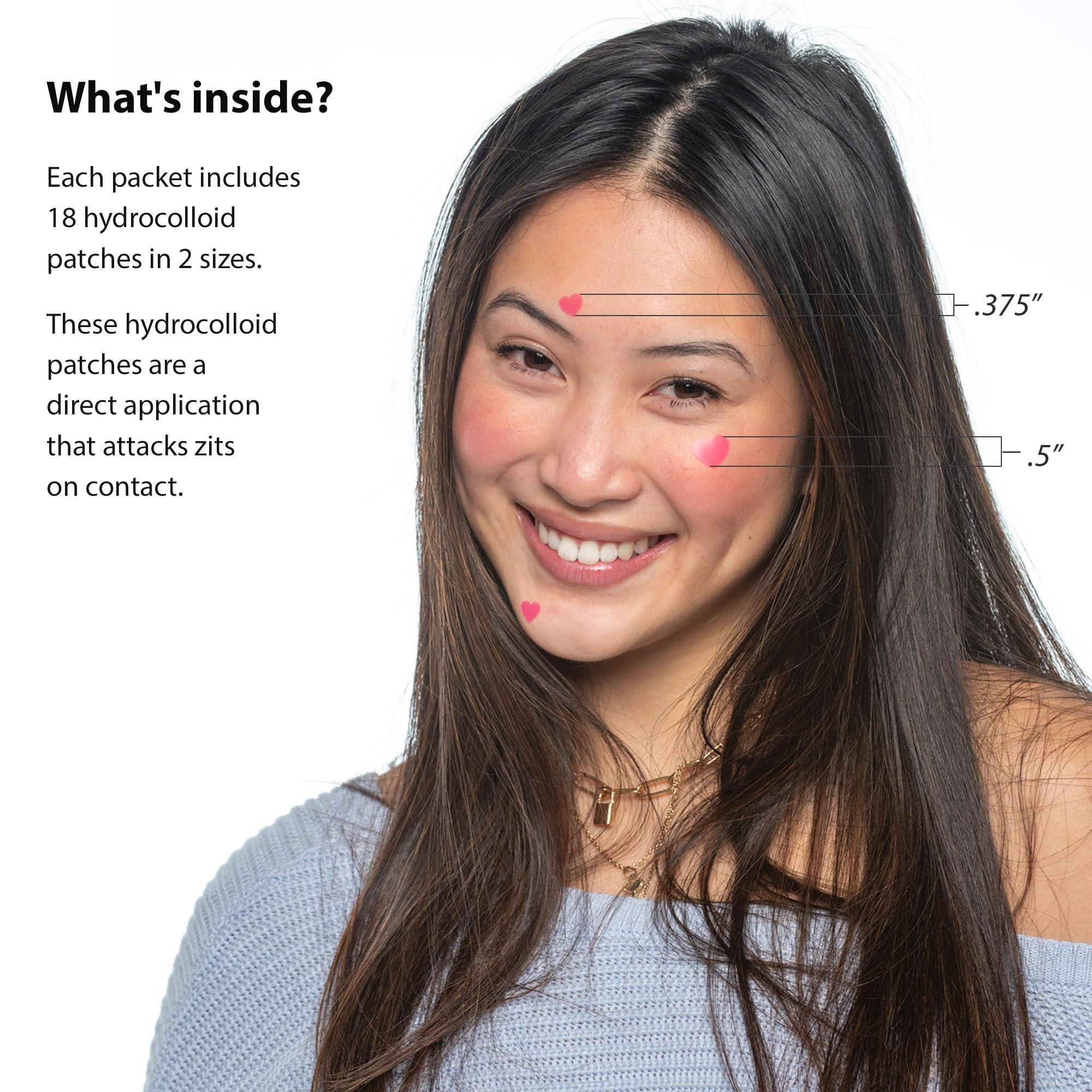 Frilliance Frilliance Pink Heart Shaped Hydrocolloid Acne Pimple Patches for Zits and Blemishes (18 Count, 2 Sizes) Spot Treatment Stickers for Face & Skin, Vegan and Cruelty Free