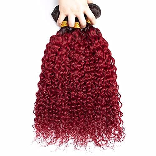 Feel me FEEL ME MInk Ombre Brazilian Curly Hair Weave 3 Bundles(14 16 18 300g) 8A Brazilian Virgin Curly Hair Bundles Ombre 2 Tone 1b/burgundy Kinky Curly Ombre Human Hair Bundles Deals Tangle Free