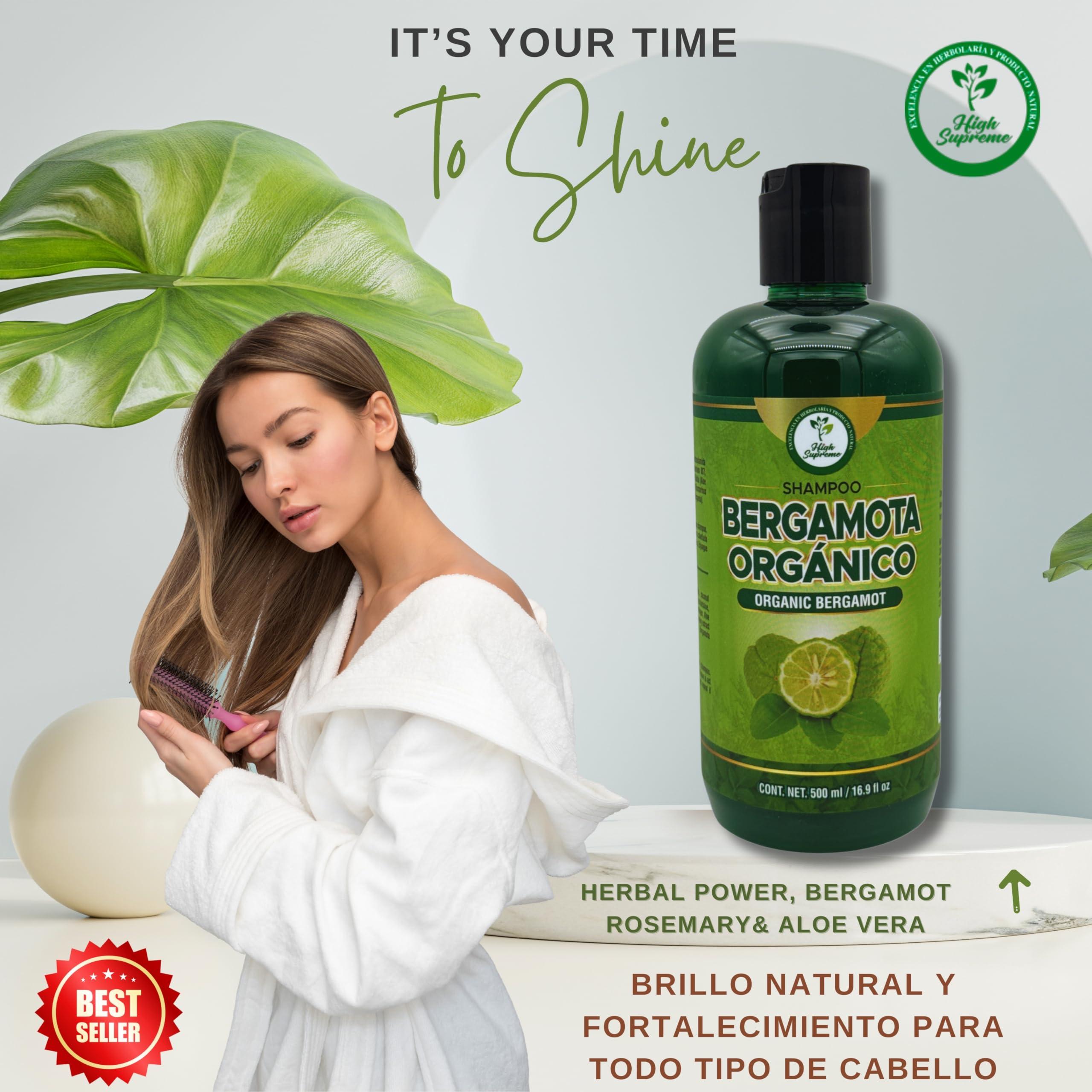 HIGH SUPREME HIGH SUPREME Shampoo organic bergamot (16.9 fl oz) with aloe vera & rosemary SHAMPOO ORGANICO BERGAMOTA con Sabila & Romero Cont. net. 500 ml