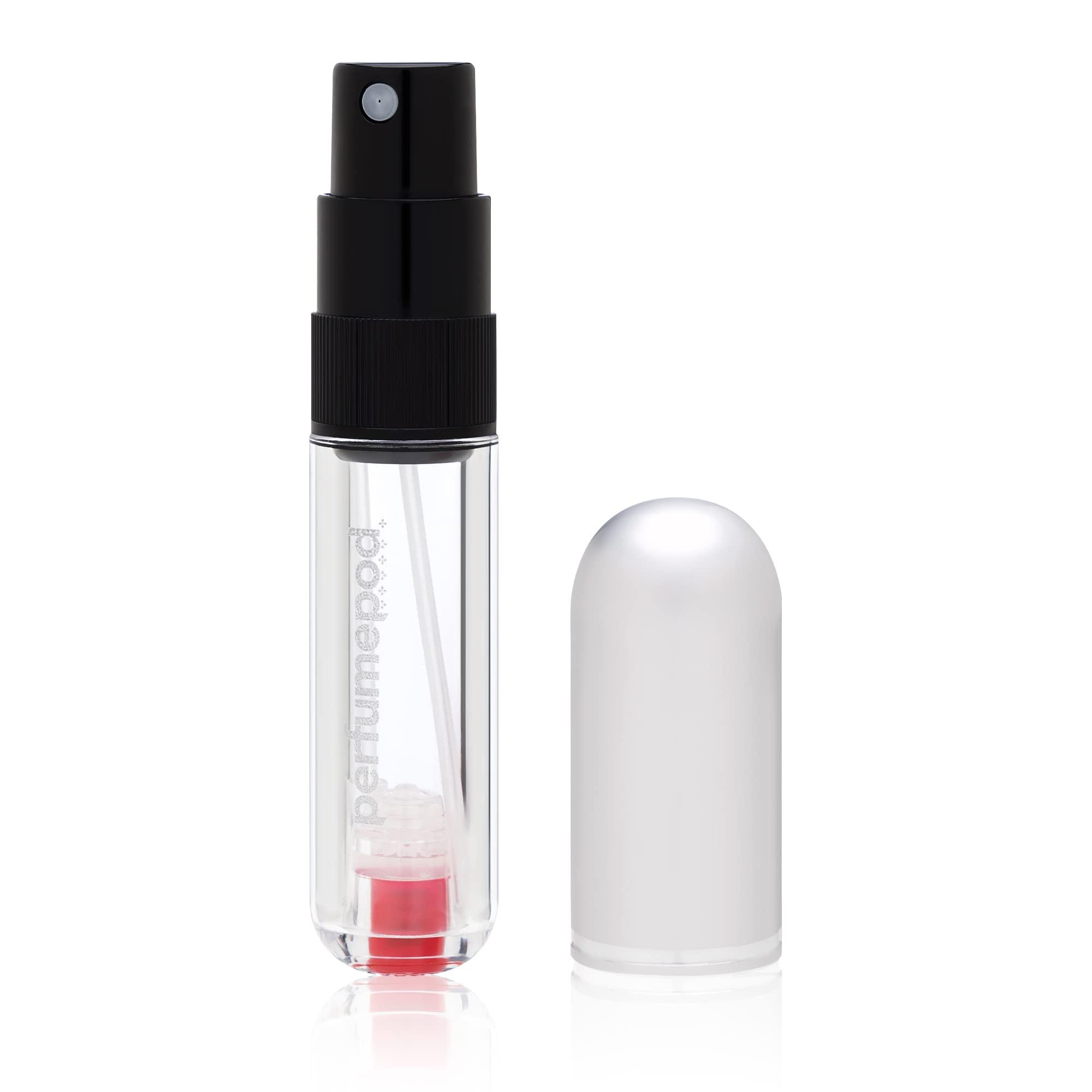 Travalo Travalo Pod Pure Perfume Atomizer | Genie-S Refillable System | Travel TSA Approved | Reusable and Airtight Easy-Fill Mini Pump Sprayer | Lightweight Clear Body Fun Colorful Lid | Silver | 0.17oz