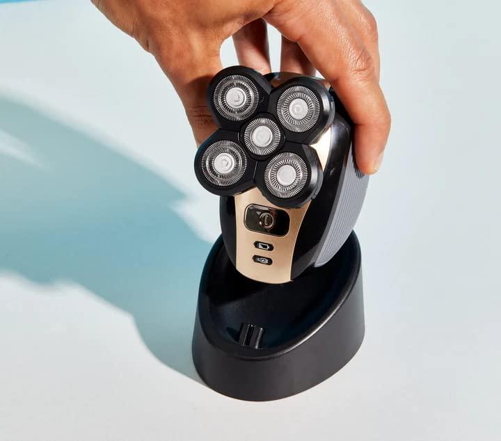 FREEDOM GROOMING The FlexSeries Electric Head Hair Shaver - Freebird - Ultimate Mens Cordless Rechargeable Wet/Dry Skull & Bald Head Waterproof Razor with Rotary Blades, Clippers, Nose Trimmer, Brush, Massager