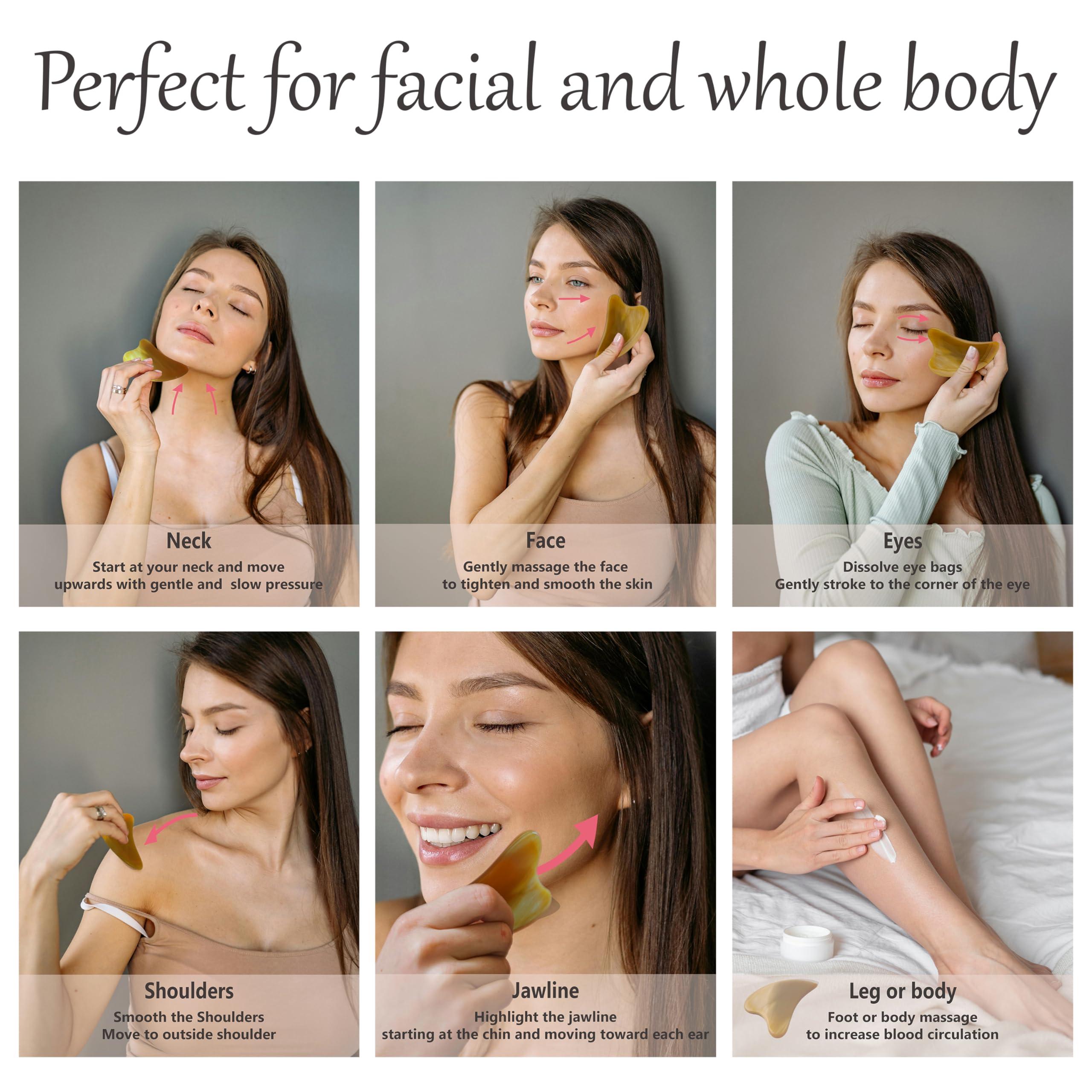 ARTINIQUE ARTINIQUE Gua Sha, Gua Sha Facial Tools, Guasha Tool for Face, Face Massager Tool, Hornheart Gua Sha for Puffiness, Facial Gua Sha Massage for Rejuvenated Skin, Anti-Aging, Effective Wrinkle Reduction