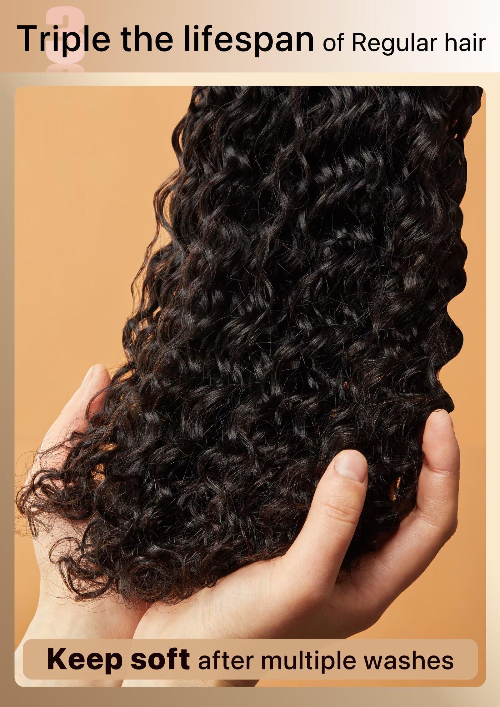 Triippy TRIIPPY Raw Human Hair Bundles,Triple Lifespan Than Regular Virgin Hair No.1 Sales Of Raw Hair Bundles,26 28 30 Inches Cambodia Raw Deep Wave 3 Bundles, Keep Soft and Smooth After Multiple Washes