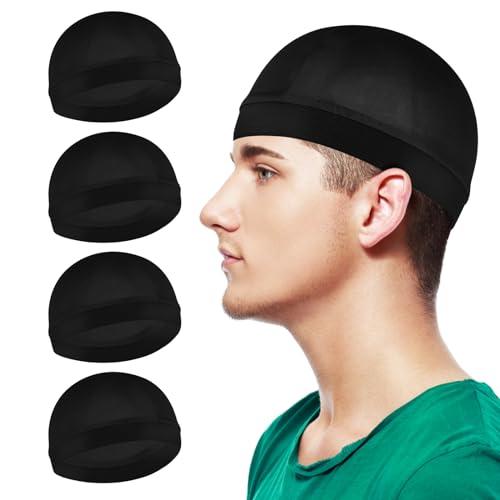 WY LIGHTING LEVEL Silky Bonnet for Men, Wave Cap Satin Silk Hair Bonnet for Sleep, Durags Elastic Band Wave Caps for 360 540 720 Waves, Sleeping Shower Caps Silk Hair Wrap for Men Women (Black)