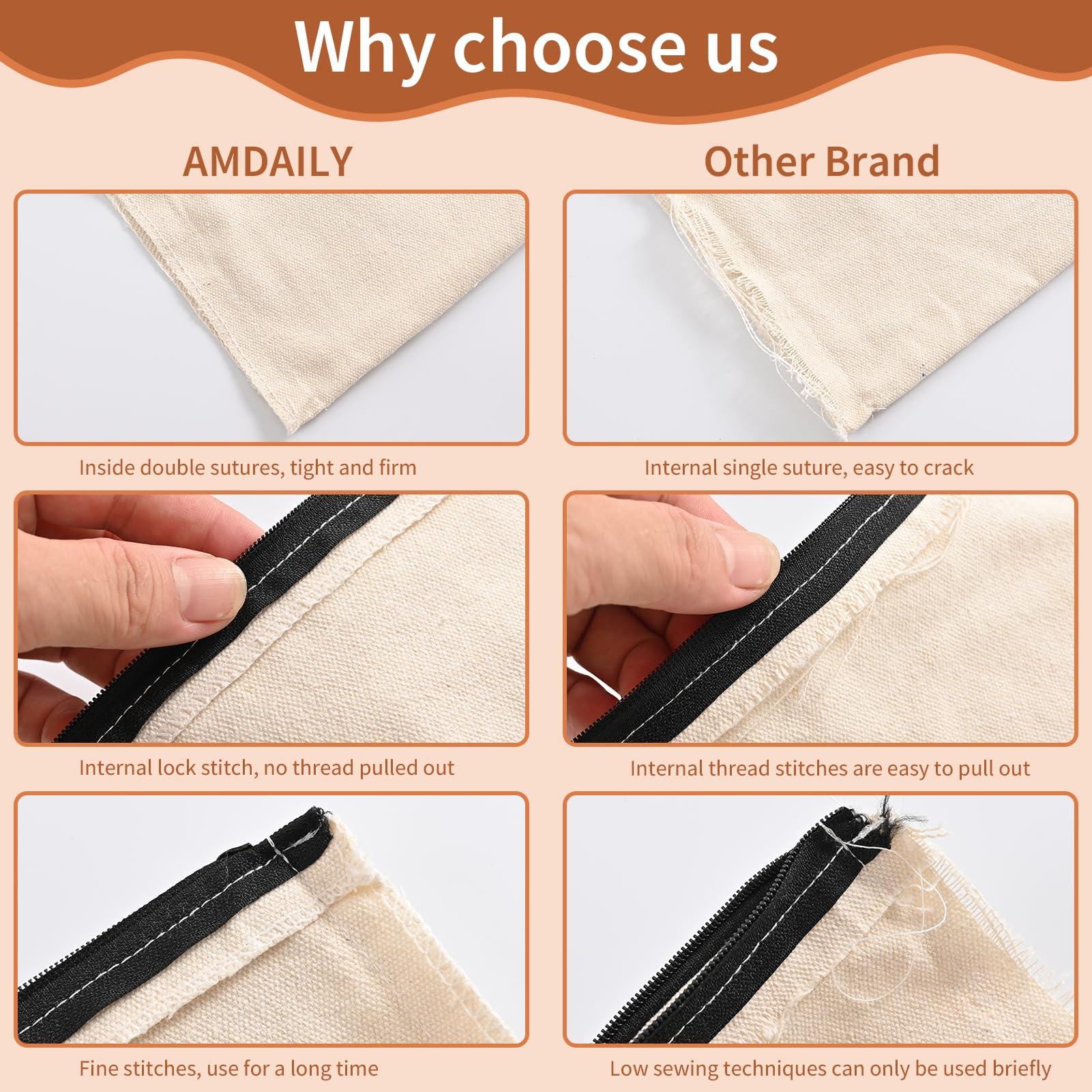 AMDAILY 50Pcs Canvas Makeup Bags Bulk, Cotton Sublimation Blank DIY Heat Transfer Cosmetic Bags w/Black Zipper for Bridesmaid Makeup Bag Travel Toiletry Pouch Storage, Christmas DIY Craft 7.87 x 5.7 Inch)