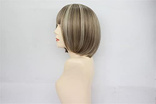 MSHUI MSHUI pixie Cut Wig Bob Wavy Natural Looking hair for Women (Flaxen)