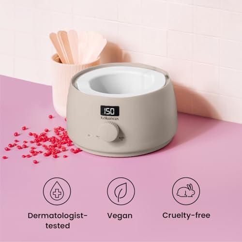 KoluaWax KoluaWax Premium Waxing Kit for Women - Hot Melt Hard Wax Warmer for Hair Removal, Eyebrow, Bikini, Legs, Face, Brazilian Wax - Machine, 4-Pack Beads, Accessories, Sand