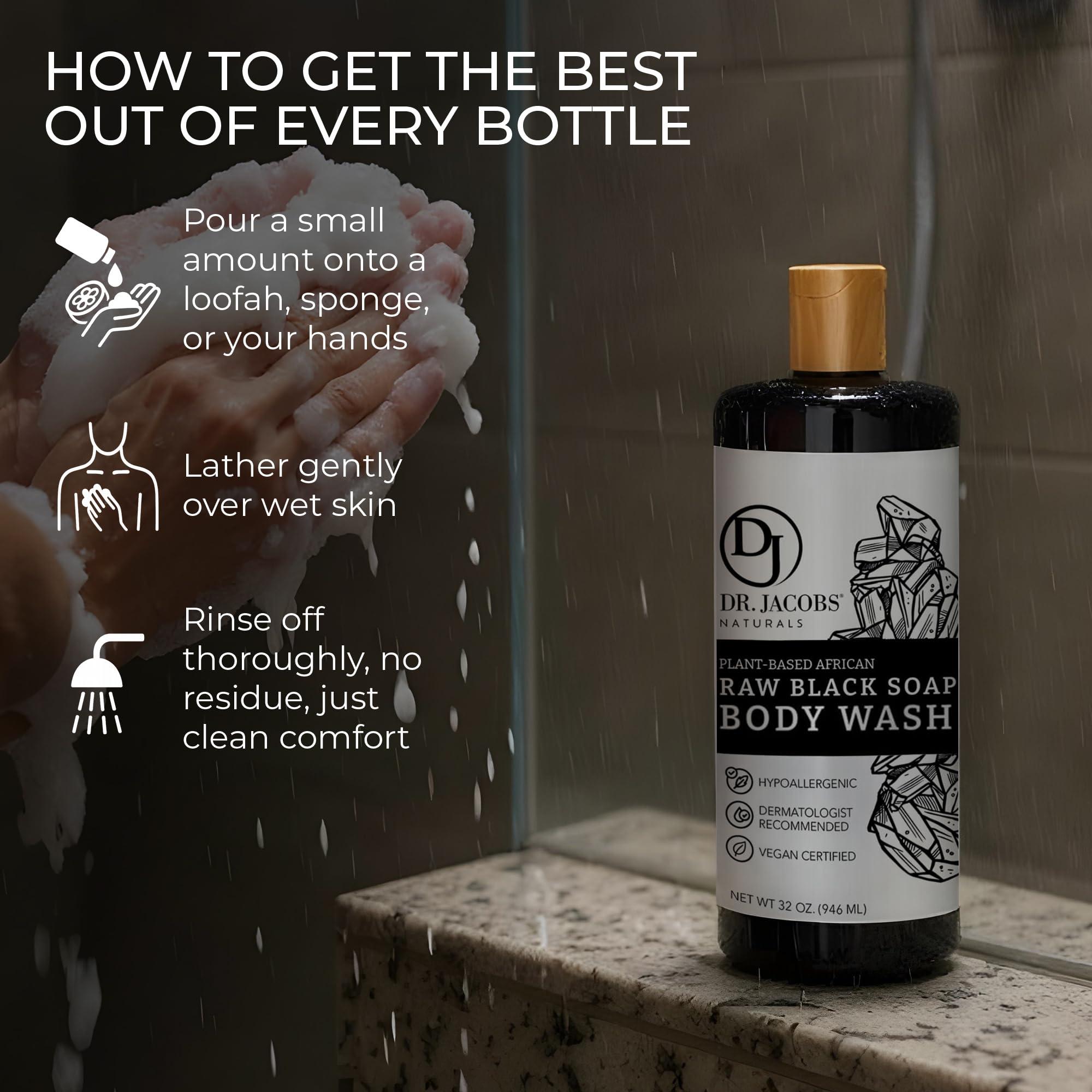 DR.JACOBS NATURALS Dr Jacobs Naturals Authentic African Raw Black Soap, All-In-One Cleanser for Face Wash, Sensitive Skin Body Wash, Shampoo, Shaving Soap | Shea Butter Moisturizing and Nourishing Formula | 16oz 2pk