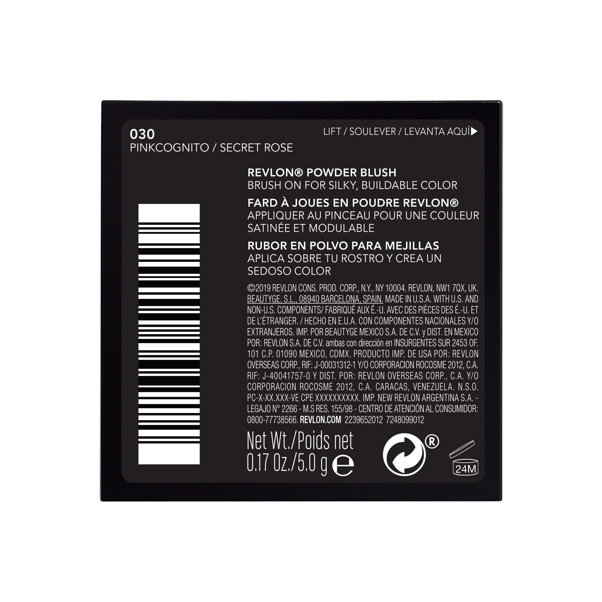 REVLON Revlon Blush, Powder Blush Face Makeup, High Impact Buildable Color, Lightweight & Smooth Finish, 030 Pinkognito, 0.17 oz