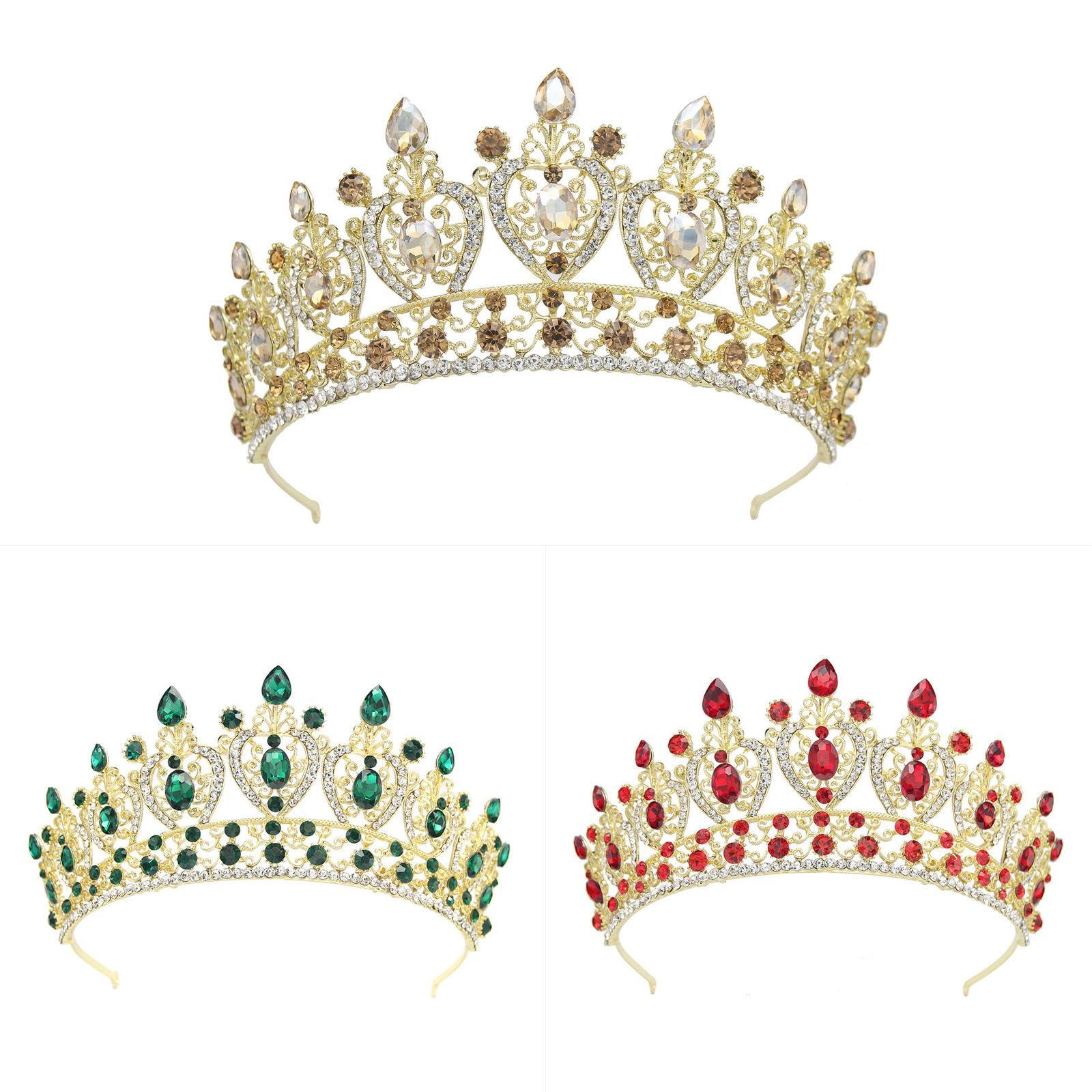 CarXs European and American bridal crown headdress Baroque color crystal wedding Crown Princess headdress queen crown bridal headdress crystal barrettes