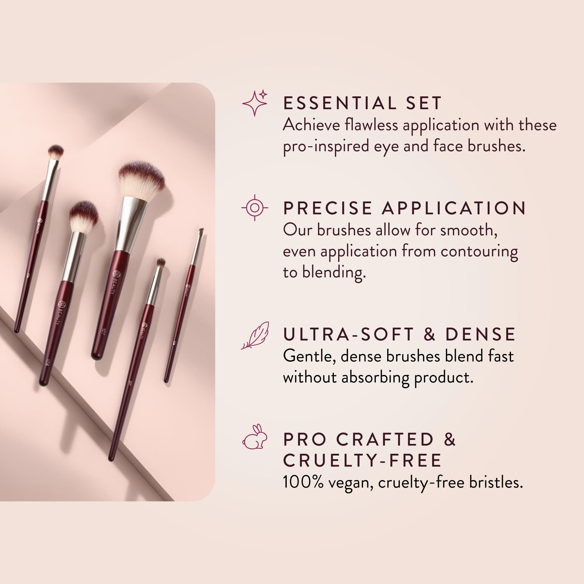BK BEAUTY BK BEAUTY - PRECISION BRUSH COLLECTION (5PC) - Professional Makeup Brush Set for Bronzer, Blush, Contour, Powder & Eye Makeup | Premium Face Brushes for Flawless Application