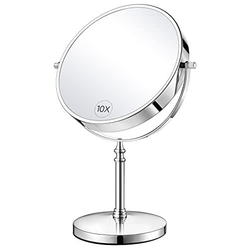 KEDSUM KEDSUM 1X/10X Magnifying Makeup Mirror, 8 Inch Large Table Mirror with Stand, Personal Makeup Mirror with Magnification, Double Sided Vanity Mirror with 360° Rotation, Detachable Base