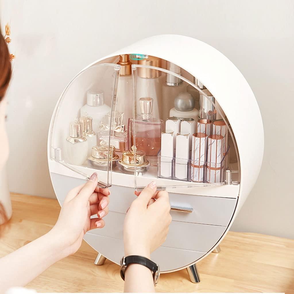 BGHEWRT Cosmetic Display Case Cosmetic Storage Box Skin Care Storage Box Cosmetics Display Stand Round Storage Box