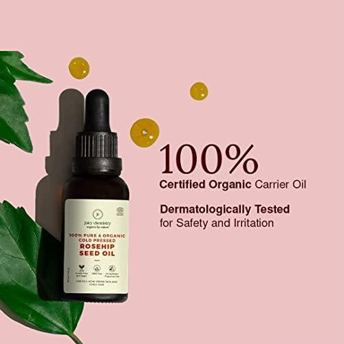RUP RUP Rosehip Seed Oil, 30ml, Pro-Vitamin A Rich 100% Certified Organic Cold Pressed Carrier Oil for Face, Oil for Curly Hair, Body Oil for Women and Men (Vegan)