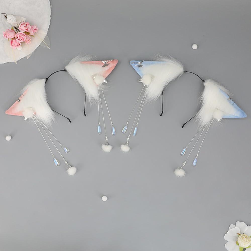 TTYAO REII TTYAO REII Fluffy Fox Cat Wolf Ears Headband Faux Fur Animal Ears Headwear Lolita Costume Hair Accessories for Cosplay Party