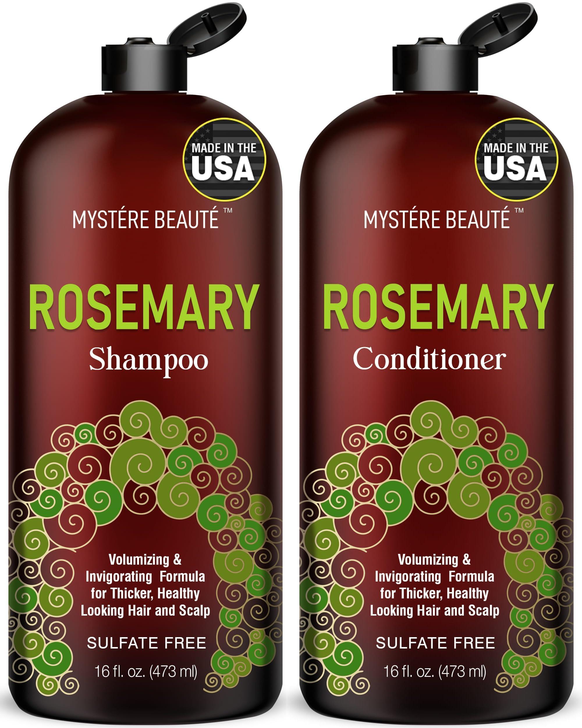 MYSTÉRE BEAUTÉ Rosemary Shampoo and Conditioner, Rosemary Oil Shampoo Promotes Hair Growth & Scalp Health, Rosemary Shampoo for Hair Growth Organic - Sulfate & Paraben Free, for Men Women - 16 fl oz each