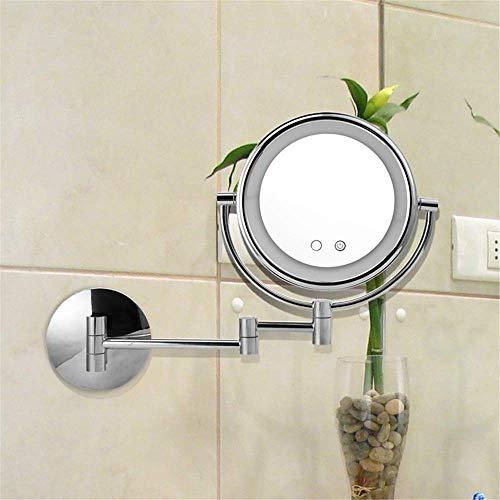 KMMK KMMK Special Mirror for Makeup,8 Inches Wall Mount Led Vanity Makeup Mirrors Double Sides 3X Magnifying Lights Dimming Hotel Bathroom Shaving Cosmetic Mirror Folding Arms Mirrors