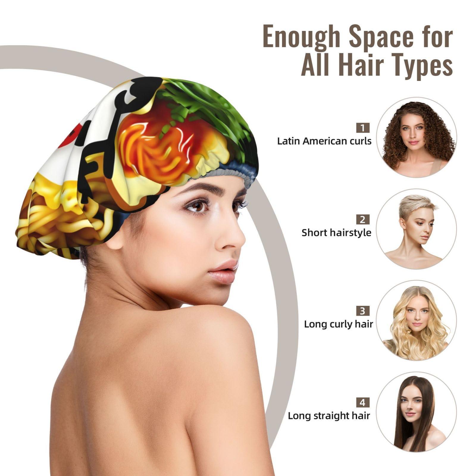 HGFVY Double Layer Reversible Hair Wrap Satin Sleep Egg Cup Noodle Ramen Cap Bonnet for Braid Curly Hair Satin Bonnet Black