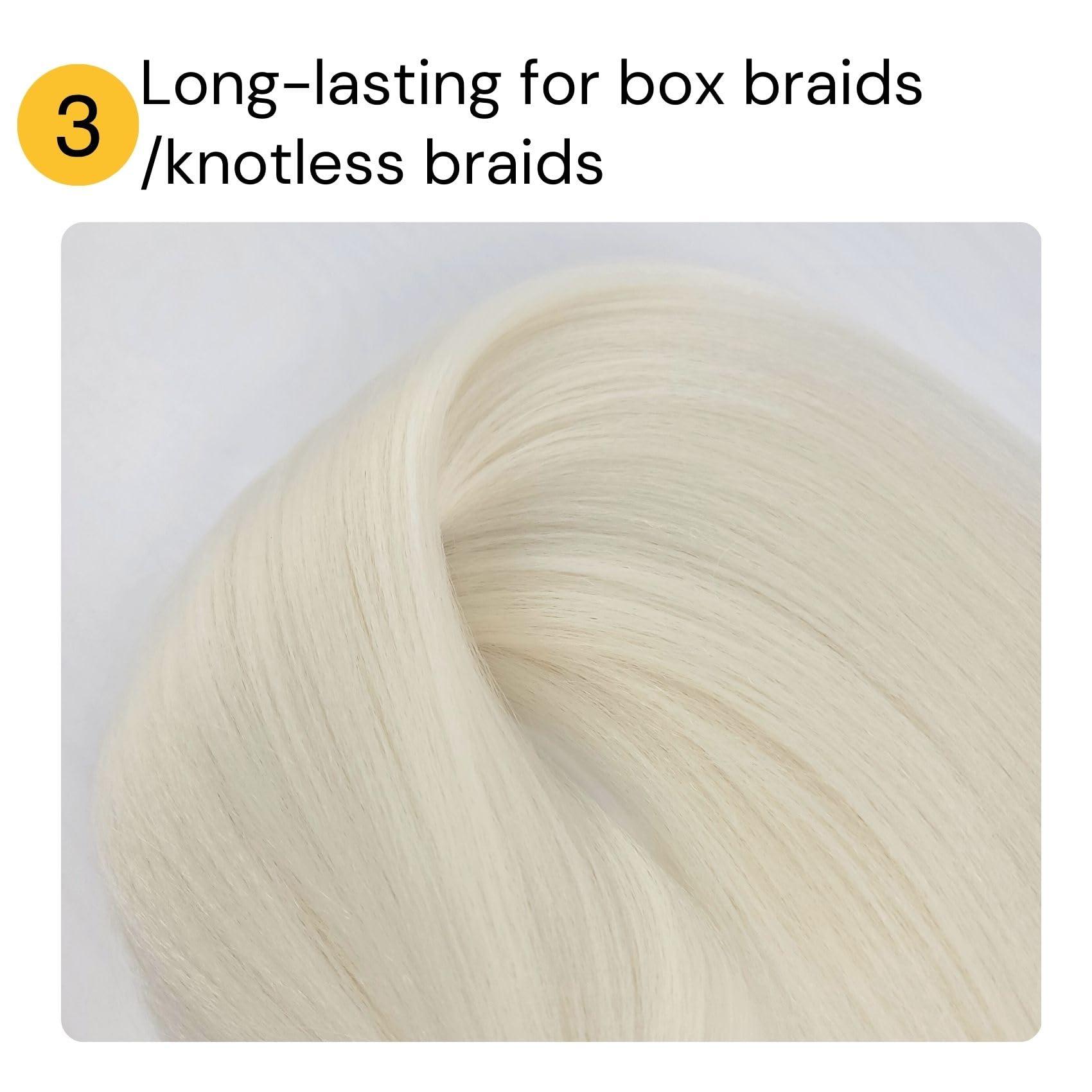 Wuqibawu White Blonde Braiding Hair Pre stretched Box Braiding Hair Extensions Knotless Braids 3 Packs