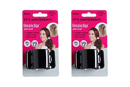 Allure Style Accessories Linziclip Hair Jawclip Midi Black Solid Bundle, 2-Pack